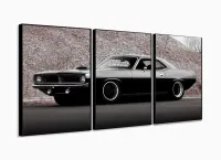 Quadro Decorativo Carro Charger 120x60 3 peças em tecido com moldura filete - Foto 3