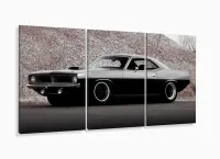 Quadro Decorativo Carro Charger 120x60 3 peças em tecido com moldura filete - Foto 5