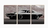 Quadro Decorativo Carro Charger 120x60 3 peças em tecido com moldura filete - Foto 6