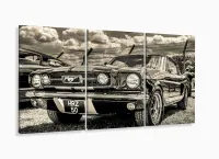 Quadro Decorativo Carro Retro 3 partes 120x60 em tecido com moldura filete - Foto 5
