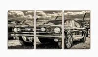Quadro Decorativo Carro Retro 3 partes 120x60 em tecido com moldura filete - Foto 6