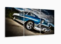 Quadro Decorativo Carro Vintage 3 Partes 120x60 com moldura filete - Foto 5