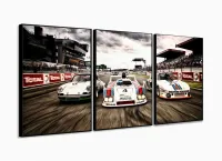 Quadro Decorativo Carros De Corrida Em Tecido 3 Peças 120x60 com moldura filete - Foto 3