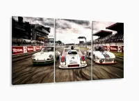 Quadro Decorativo Carros De Corrida Em Tecido 3 Peças 120x60 com moldura filete - Foto 5