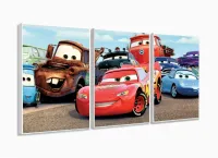 Quadro Decorativo Carros Mcqueen 120x60 em tecido com moldura filete - Foto 4