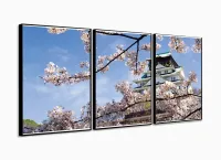 Quadro Decorativo Cerejeira do Japão 120x60 em tecido com moldura filetete - Foto 3