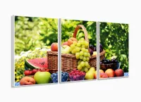 Quadro Decorativo Cesta De Frutas 3pc120x60  Sala com moldura filete - Foto 4