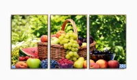 Quadro Decorativo Cesta De Frutas 3pc120x60  Sala com moldura filete - Foto 6
