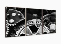 Quadro Decorativo Charlie Chaplin 3 peças 120x60 cm em tecid com moldura filete - Foto 2