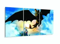 Quadro Decorativo Como Treinar Seu Dragao2 3 Peças 120x60 Cm com moldura filete - Foto 5
