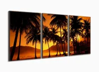 Quadro Decorativo coqueiros Por do Sol 120x60 3 peças com moldura filete - Foto 2