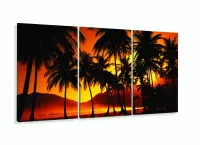 Quadro Decorativo coqueiros Por do Sol 120x60 3 peças com moldura filete - Foto 5
