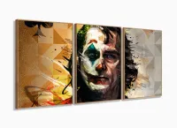 Quadro Decorativo Coringa Joker 120x60 3 peças sala com moldura filete