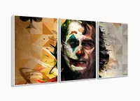 Quadro Decorativo Coringa Joker 120x60 3 peças sala com moldura filete - Foto 4