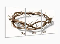 Quadro Decorativo Coroa Espinhos Amor 3 pç com moldura filete - Foto 4