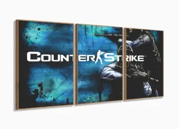 Quadro Decorativo Counter Strike 120x60  em tecido com moldura filete