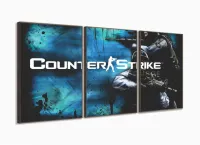 Quadro Decorativo Counter Strike 120x60  em tecido com moldura filete - Foto 2
