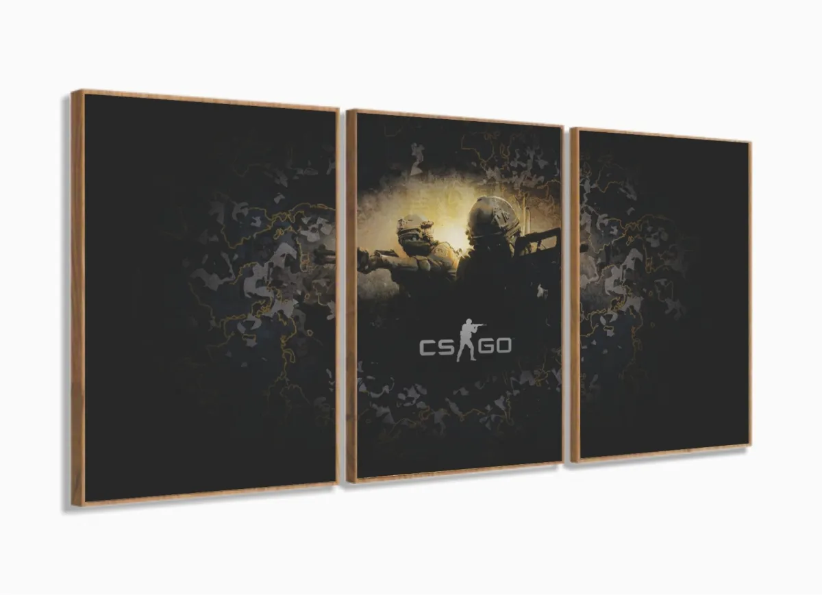 Quadro Decorativo CS GO 120x60  em tecido com moldura filete Imagem
