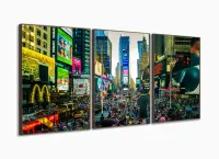 Quadro Decorativo Da Times Square - 120x60 3 peças com moldura filete - Foto 2