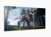 Quadro Decorativo Dinossauro 3 peças em tecido com moldura filete - Foto 5