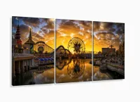 Quadro Decorativo Disney Parque 120x60 3 peças com moldura filete - Foto 5