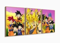 Quadro Decorativo Dragon Ball Mosaico Sala Em Tecido  Peças 120x60 cm com moldura filete