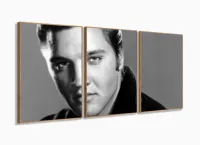 Quadro Decorativo Elvis Presley - Retrô - Tela em Tecido com moldura filete