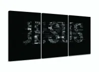 Quadro Decorativo Escrita Jesus Preto Branco 120x60 mosaico 3 peças em tecido com moldura filete - Foto 3