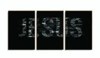 Quadro Decorativo Escrita Jesus Preto Branco 120x60 mosaico 3 peças em tecido com moldura filete - Foto 6