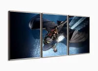 Quadro Decorativo Filme Como Treinar O Seu Dragao2 3 Peças com moldura filete - Foto 2
