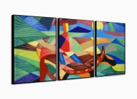Quadro Decorativo Formas Canoa 120x60 3 peças com moldura filete - Foto 3