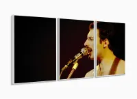 Quadro Decorativo Fred Mercury Queen Em Tecido 3 Peças com moldura filete - Foto 4