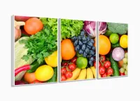 Quadro Decorativo Frutas E Legumes 120x60 3 peças com moldura filete - Foto 4