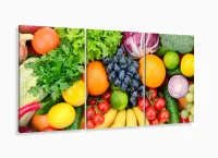 Quadro Decorativo Frutas E Legumes 120x60 3 peças com moldura filete - Foto 5
