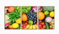 Quadro Decorativo Frutas E Legumes 120x60 3 peças com moldura filete - Foto 6