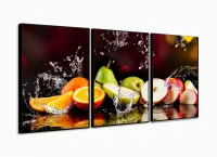 Quadro Decorativo Frutas Na Água 3 Peças 120x60 em tecido com moldura filete - Foto 3