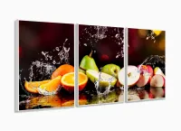 Quadro Decorativo Frutas Na Água 3 Peças 120x60 em tecido com moldura filete - Foto 4