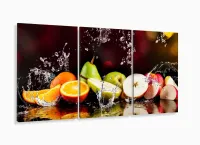 Quadro Decorativo Frutas Na Água 3 Peças 120x60 em tecido com moldura filete - Foto 5