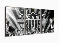 Quadro Decorativo Futebol Atlético Mineiro Tela Em Tecido 120x60 3 peças com moldura filete - Foto 2