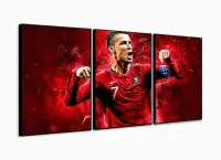 Quadro Decorativo Futebol Cristiano Ronaldo120x60 3 peças com moldura filete - Foto 3