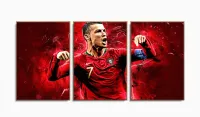 Quadro Decorativo Futebol Cristiano Ronaldo120x60 3 peças com moldura filete - Foto 6