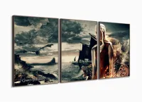 Quadro Decorativo Game of Thrones 3 peças 120x60 cm em tecid com moldura filete - Foto 2