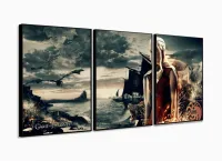 Quadro Decorativo Game of Thrones 3 peças 120x60 cm em tecid com moldura filete - Foto 3