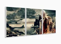 Quadro Decorativo Game of Thrones 3 peças 120x60 cm em tecid com moldura filete - Foto 4