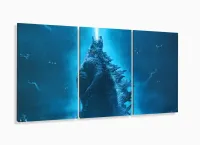 Quadro Decorativo Godzila D 5 120x60 3 peças Cm Em Tecido com moldura filete - Foto 5