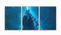 Quadro Decorativo Godzila D 5 120x60 3 peças Cm Em Tecido com moldura filete - Foto 6