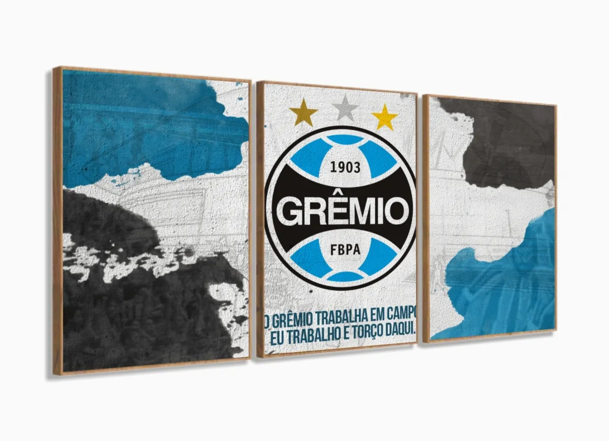Quadro Decorativo Gremio Futebol Com Tela Em Tecido com moldura filete Imagem