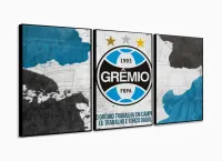 Quadro Decorativo Gremio Futebol Com Tela Em Tecido com moldura filete - Foto 3