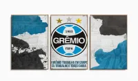 Quadro Decorativo Gremio Futebol Com Tela Em Tecido com moldura filete - Foto 6