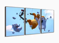 Quadro Decorativo Grizzy e os Lemmings 2 120x60 3 peças em tecido com moldura filete - Foto 2